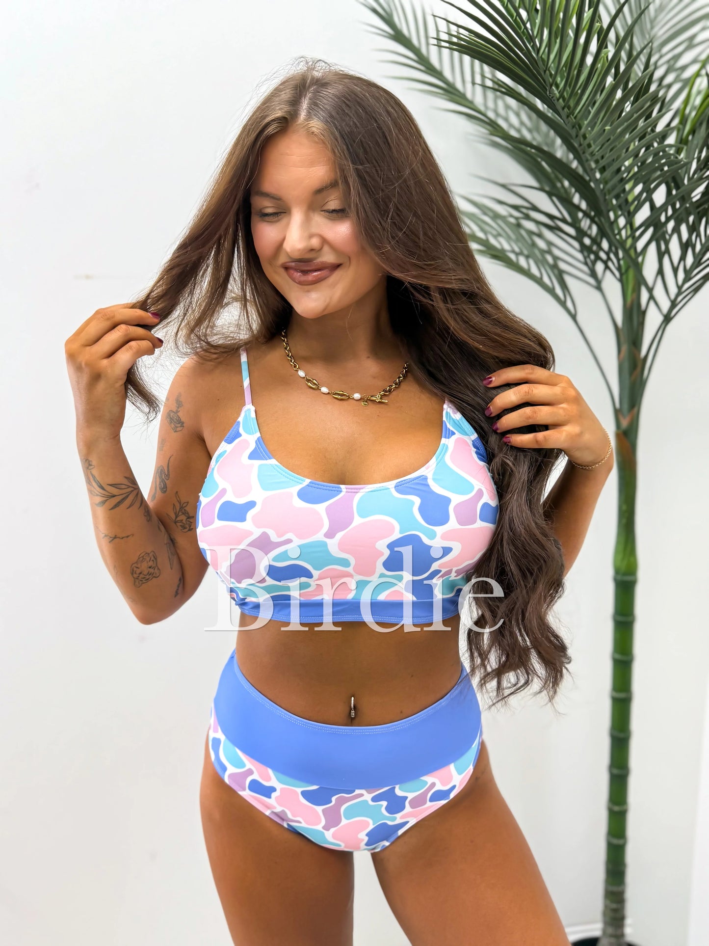 Birdie Two Piece Swimsuit in Spring Duck Camo (Sold as Set)