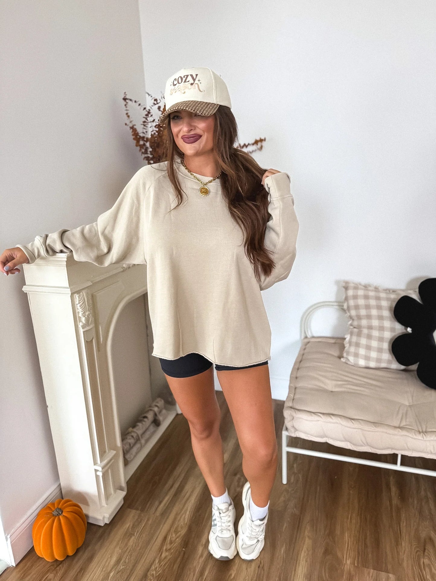 PREORDER Birdie Ash Wash Raw Hem Cozy Pullover in Oatmilk