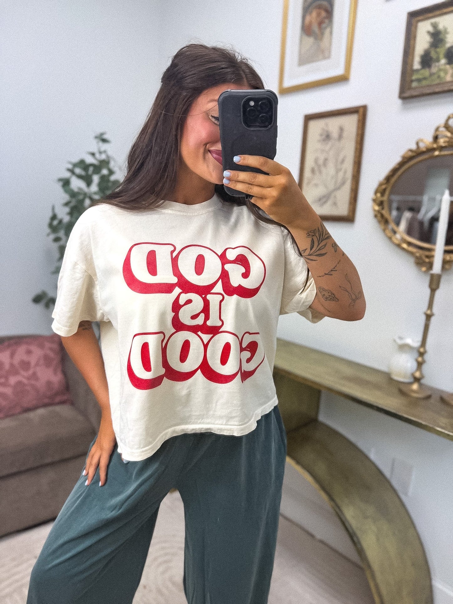 God is Good Boxy Graphic Tee on Ivory *final sale*