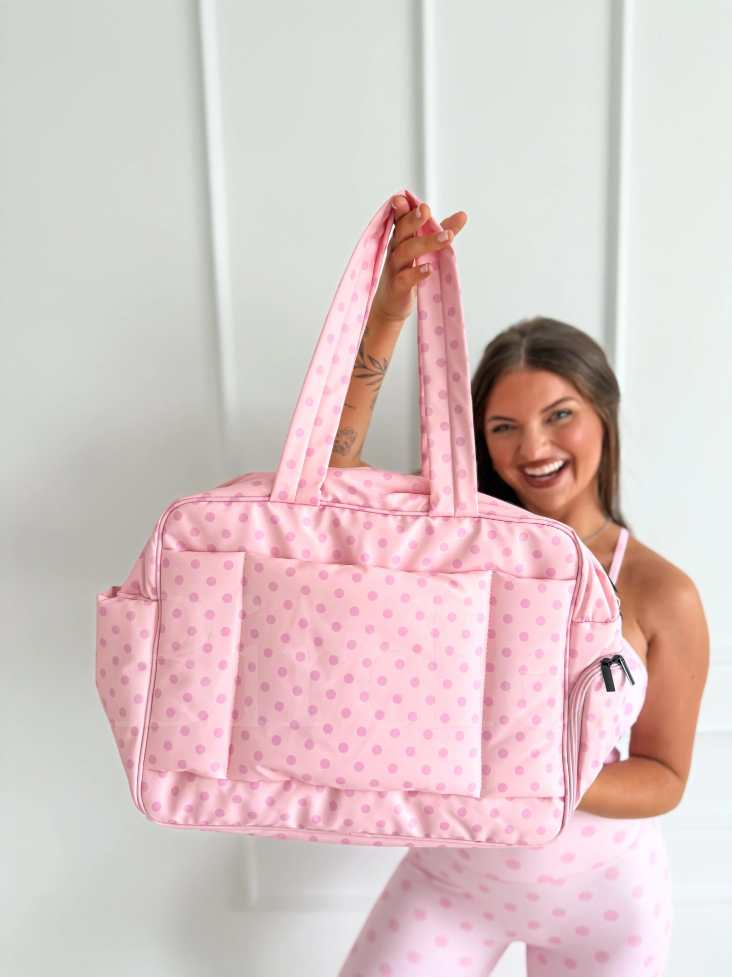 PREORDER Birdie Daily Hustle Duffle in Pinky Promise Dot