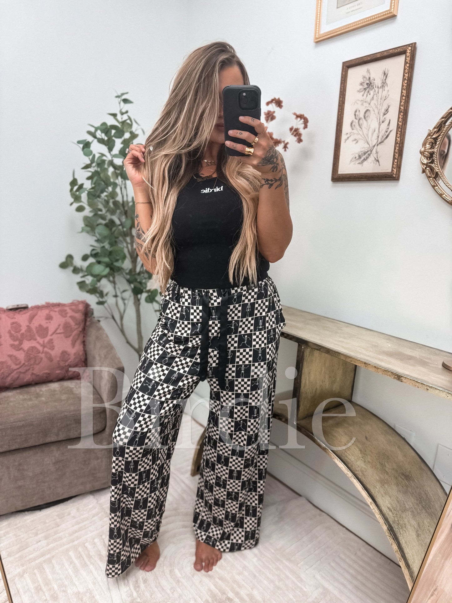 Birdie Stretchy Lounge Pants 2.0 in Boo Board Checkered