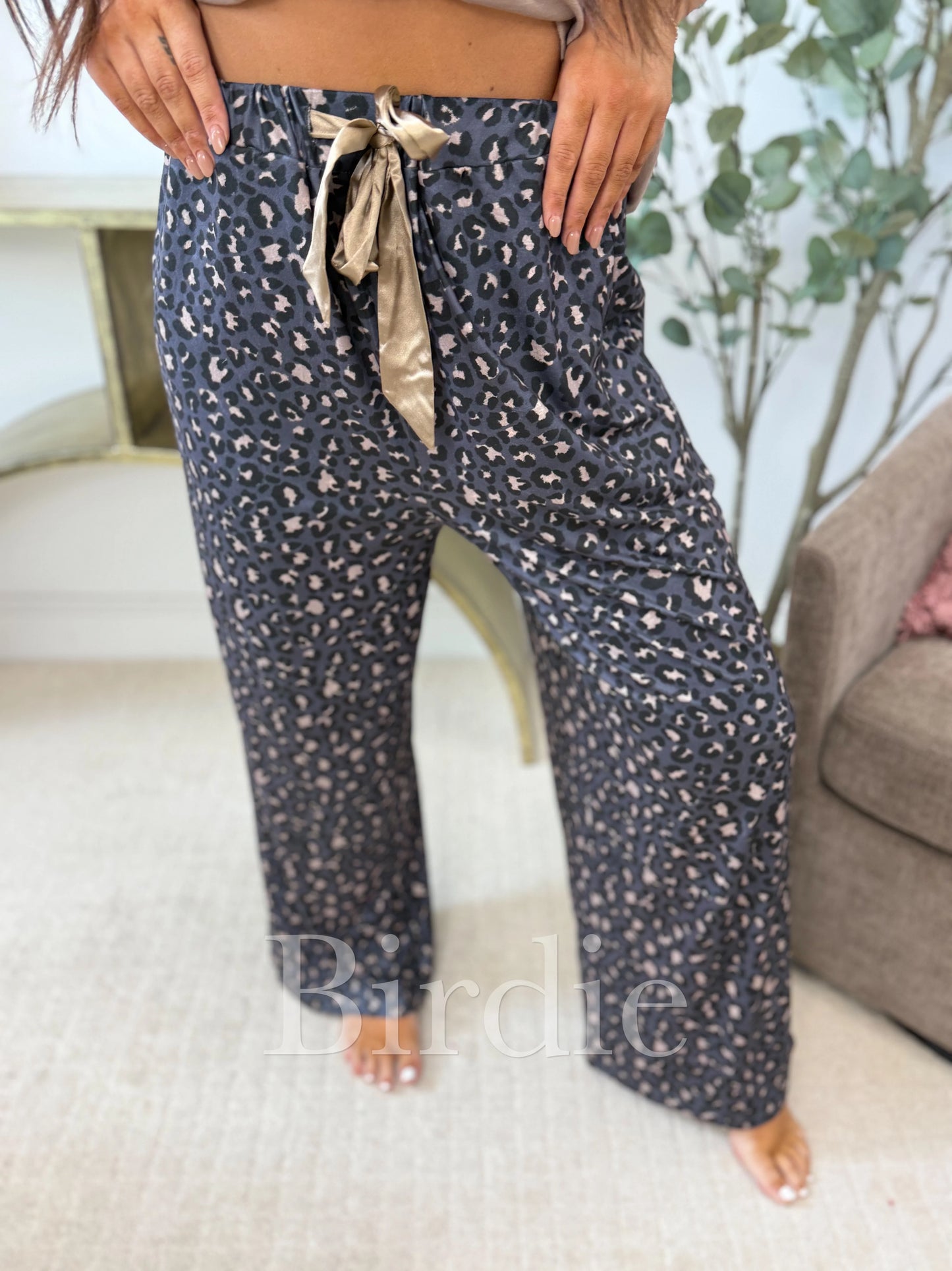 PREORDER Birdie Stretchy Lounge Pants in Indigo Wild Leopard