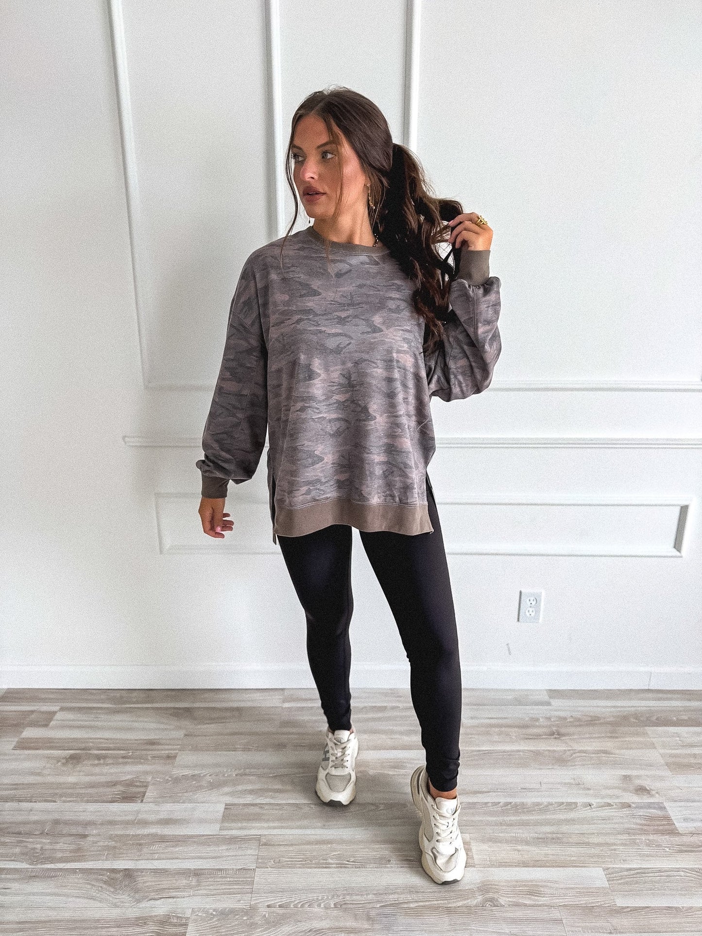 PREORDER Birdie Highline Long Sleeve Pullover in Smoked Oak Camo