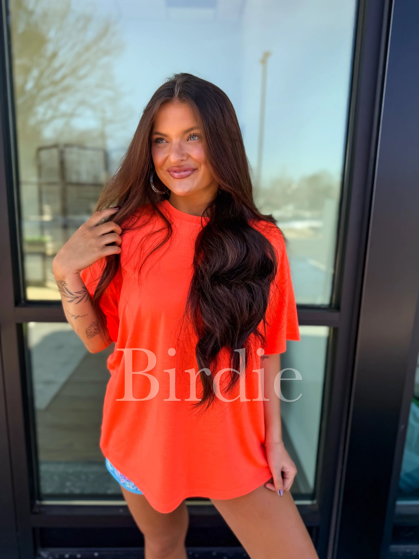 PREORDER Birdie Lightweight Slub Tee in Neon Orange