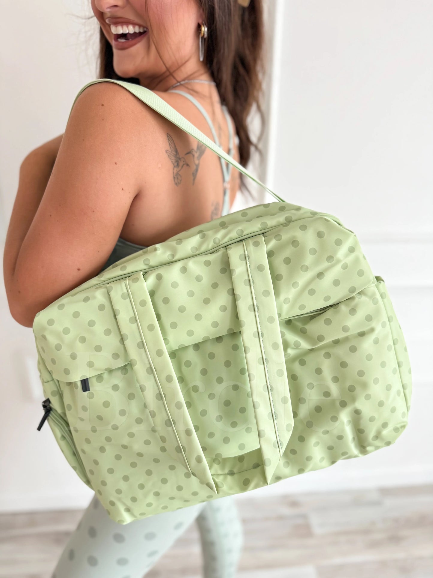 PREORDER Birdie Daily Hustle Duffle in Pistachio Dot