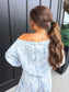PREORDER Birdie Free Flow Off Shoulder Top in Silver Skies Camo