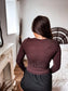Birdie Essential Cropped Long Sleeve Top in Chocolate