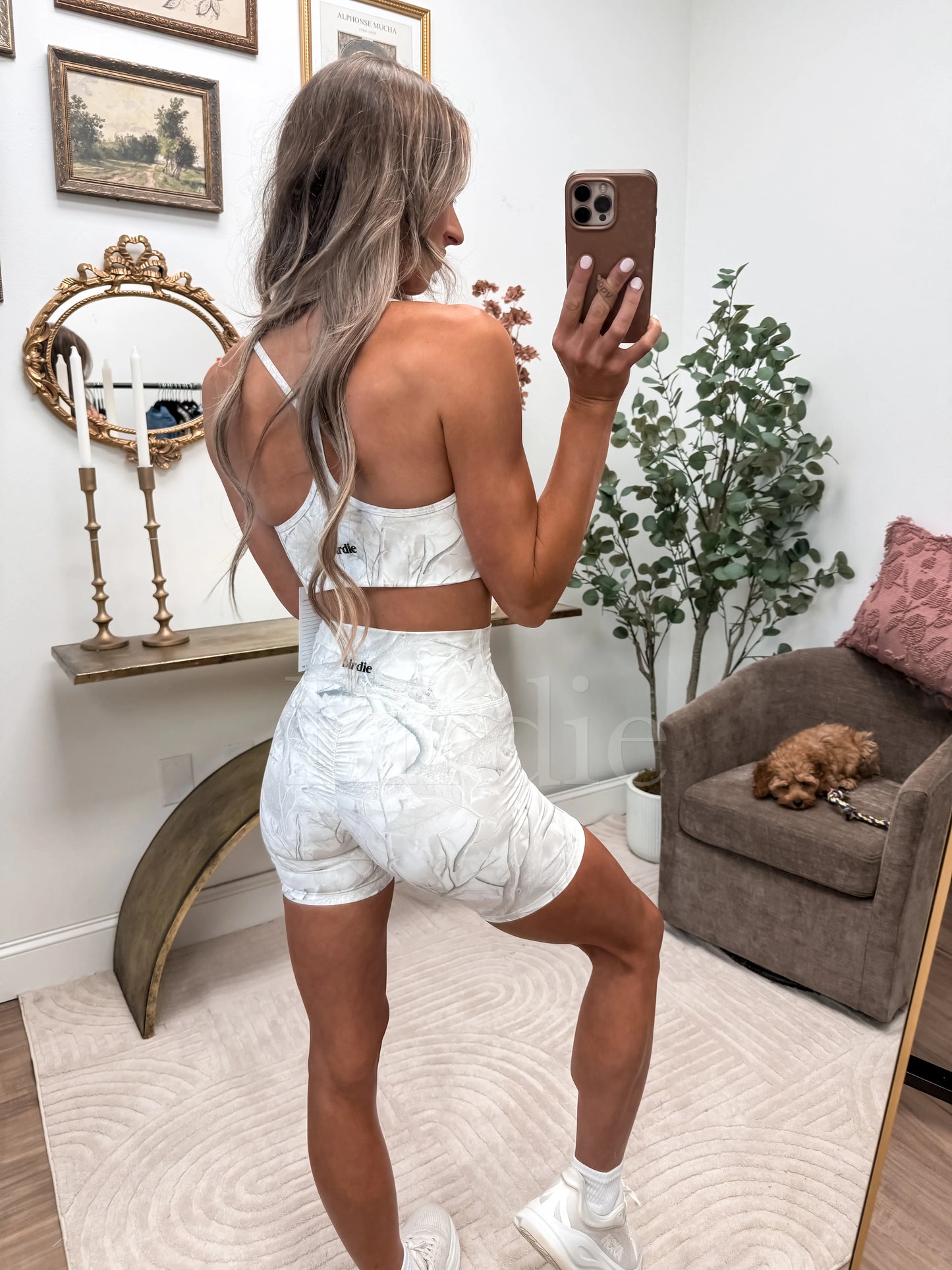 PREORDER Birdie Elevated Motion Biker Shorts in Pearl Camo