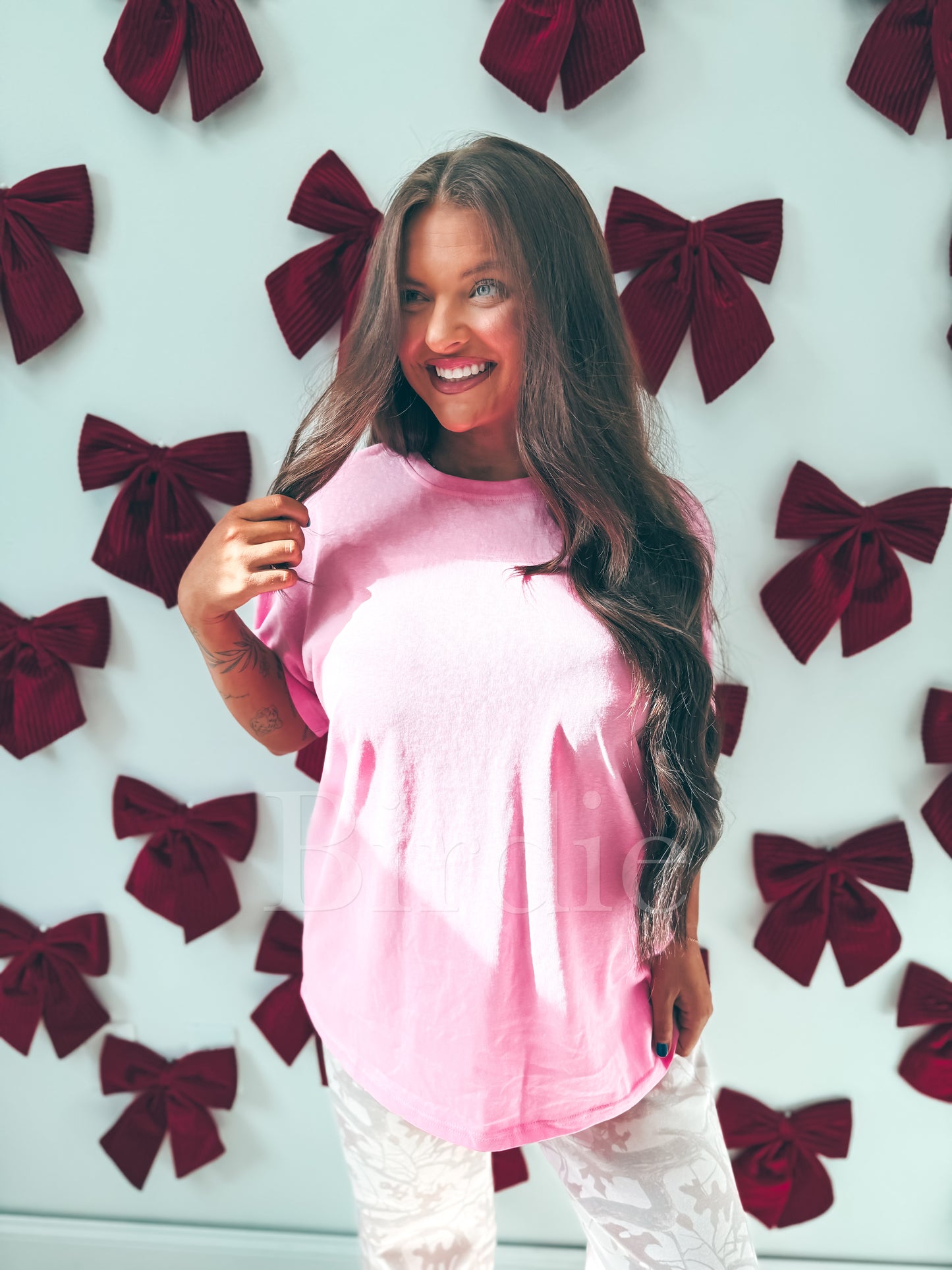 Birdie Relaxed Boyfriend Tee In Pink