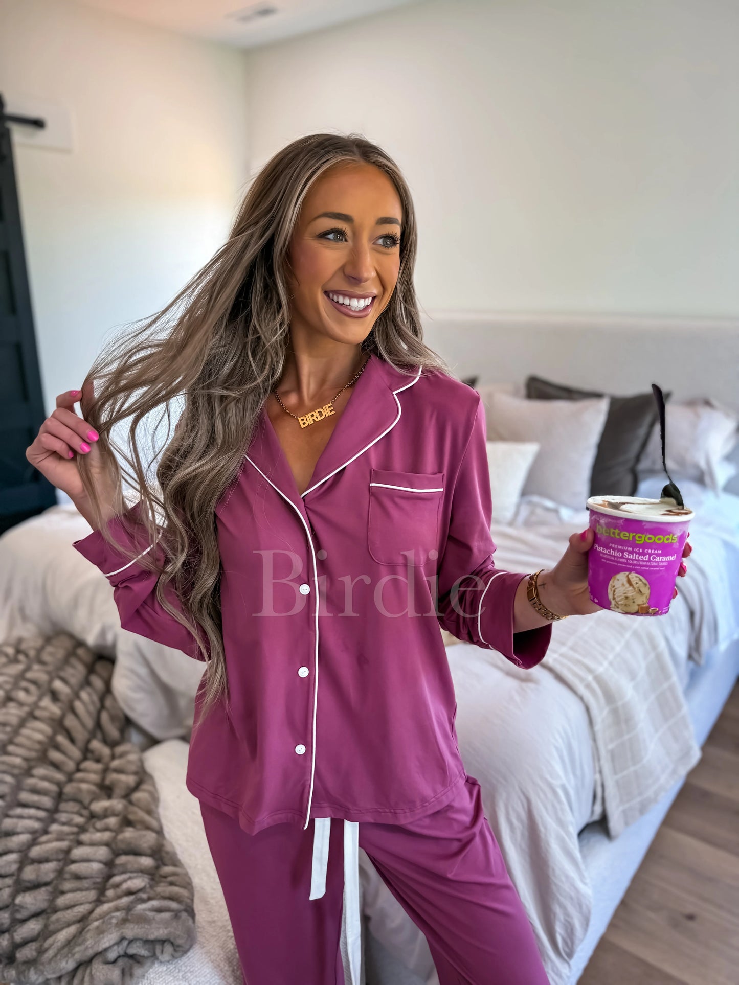 PREORDER Birdie Bedtime Bliss Two Piece Set in Berry Cream Dream (Sold as Set)