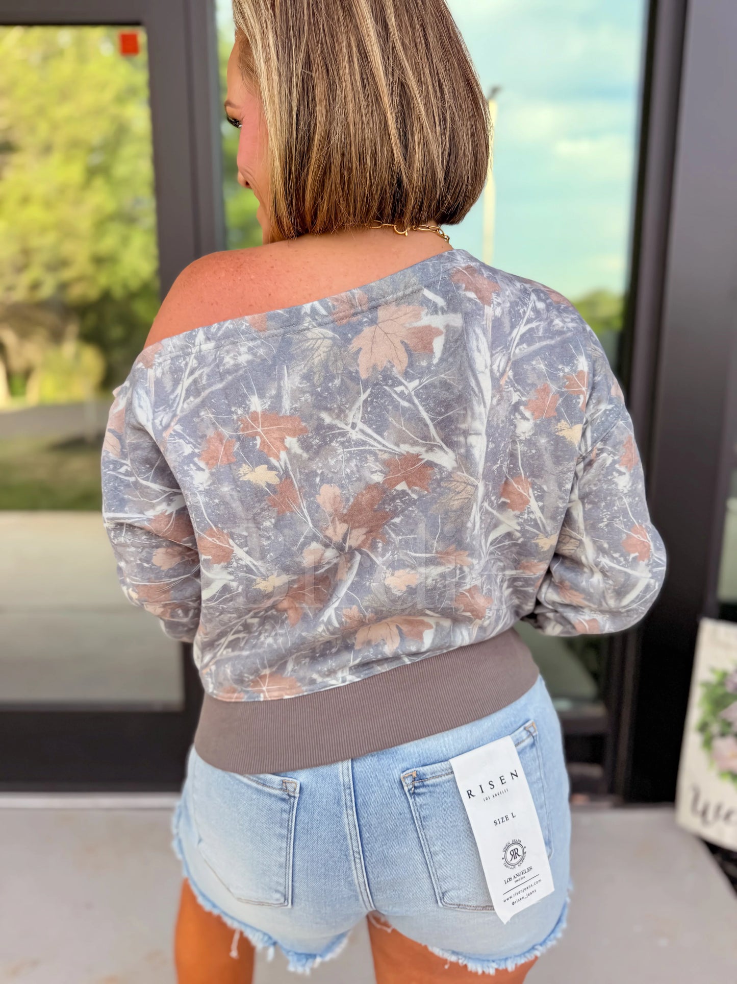 PREORDER Birdie Off Shoulder Pullover in Timber Haze