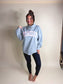 PREORDER Birdie Bubblegum Pink Appliqué Logo on Heather Gray Mock Neck Sweatshirt