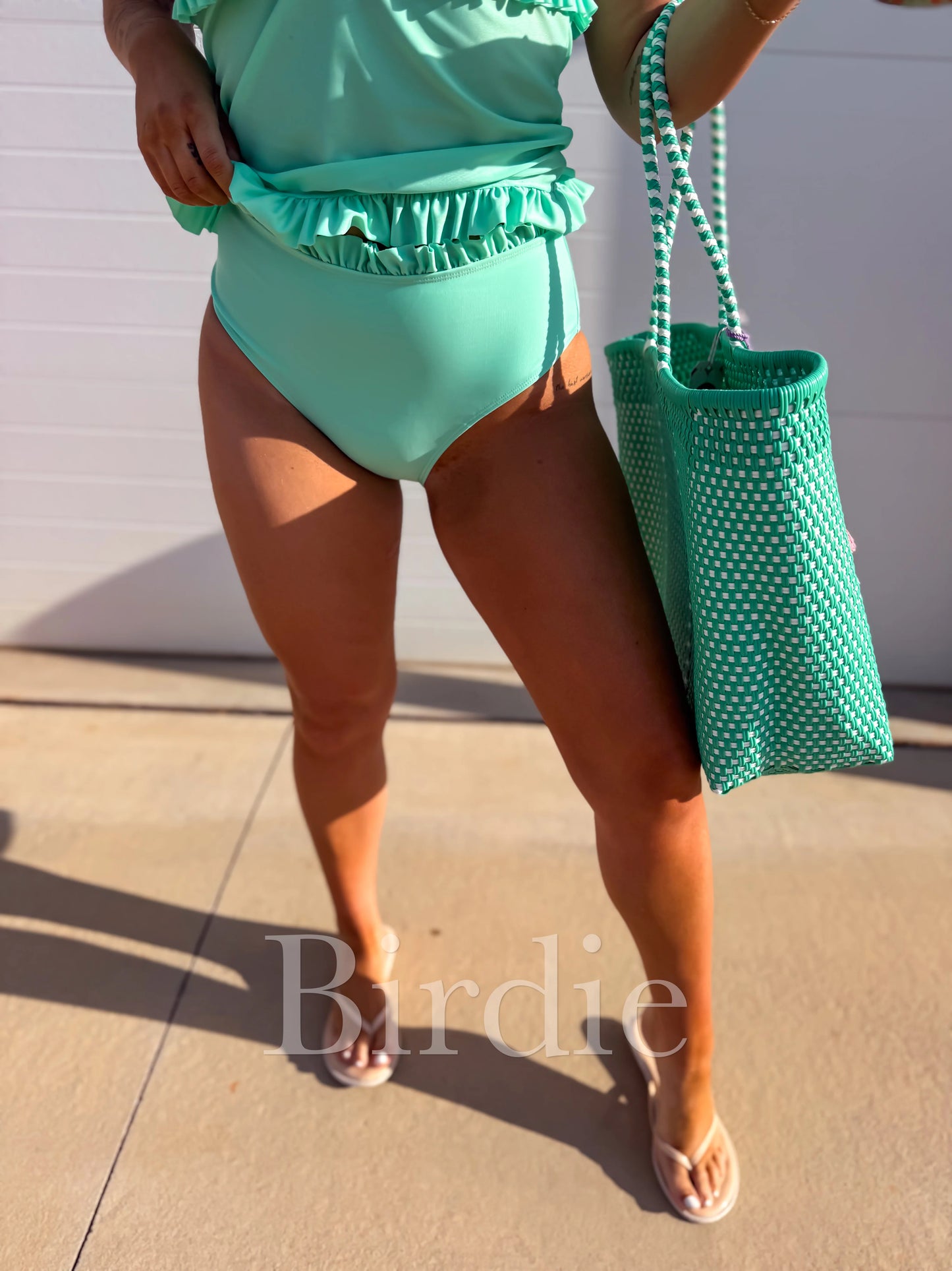 Birdie Ruffle Me Darling Tankini Swimsuit in Mint Julep (Sold as Set)