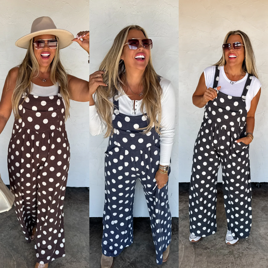 LIMITED QUANTITIES PREORDER *ships free* Polka Dot Karli Boho Overalls