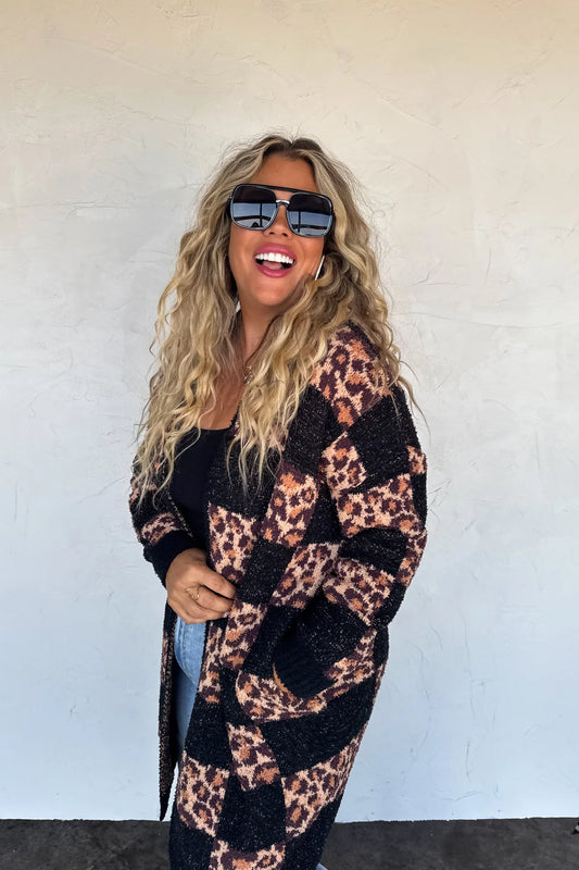 LIMITED QUANTITIES *ships free* PREORDER Checker Cheetah Cloud Cardigan