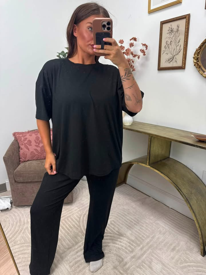 PREORDER Birdie Tee & Boxer Pant Set in Jet Black (Sold as Set)