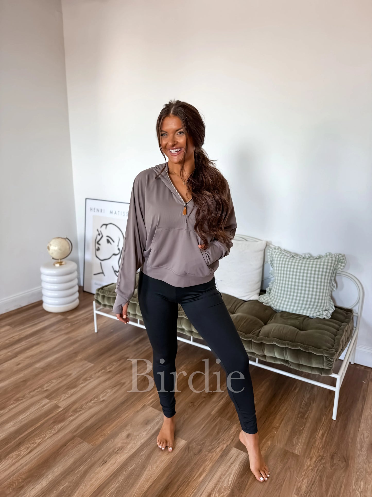 PREORDER Birdie Summer Quarter Zip Pullover in Smoky Taupe