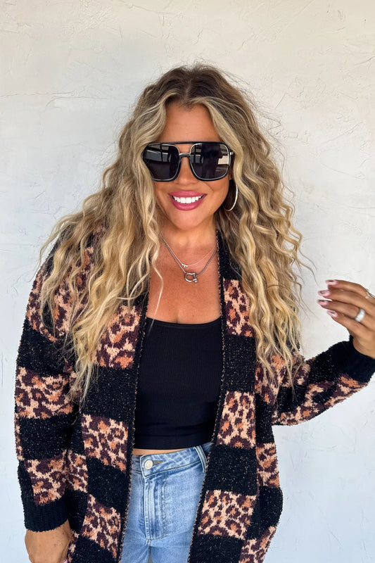 LIMITED QUANTITIES *ships free* PREORDER Checker Cheetah Cloud Cardigan