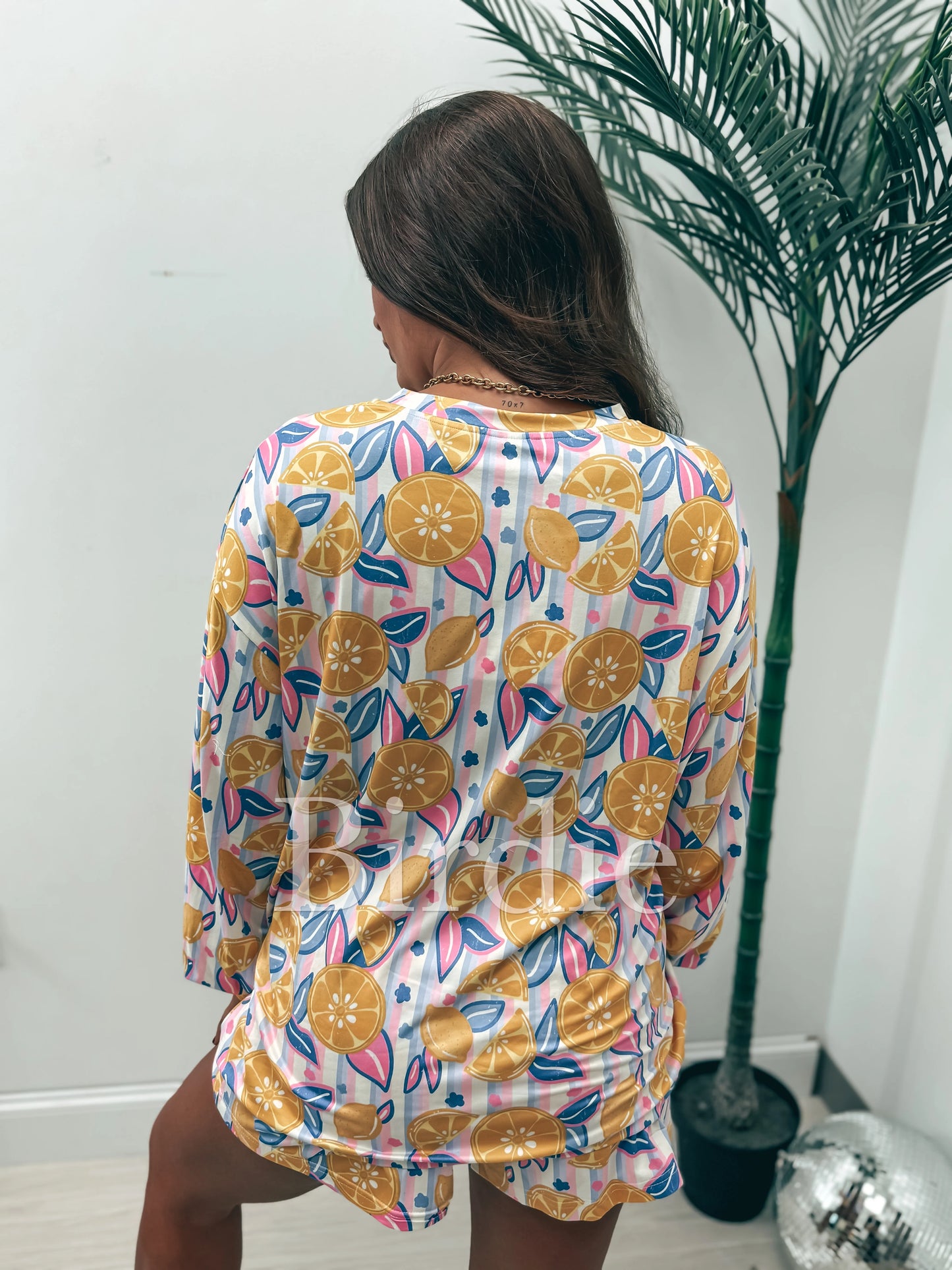 PREORDER Birdie Two Piece Long Sleeve Boxer Set in Blush Lemonade Dream