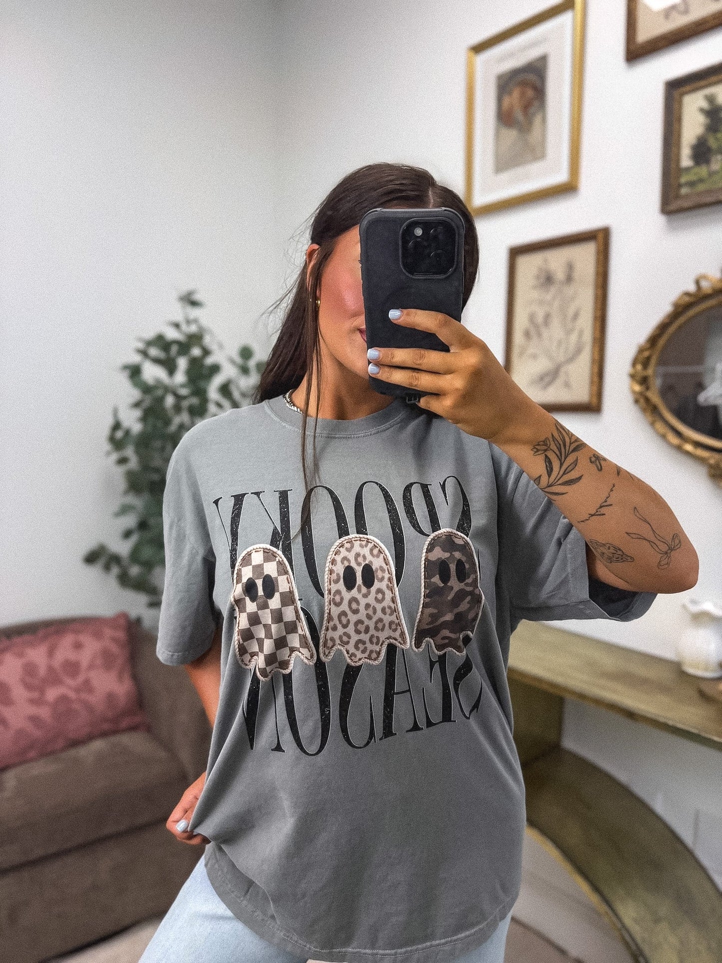 Spooky Season 3 Boujee Ghosts Graphic Tee on Grey *final sale*
