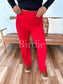 PREORDER Birdie Fold Over Band Active Yoga Pants in Red