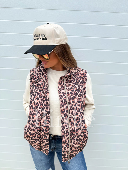 PRE-ORDER Birdie Puffer Vest In Light Camo & Cheetah