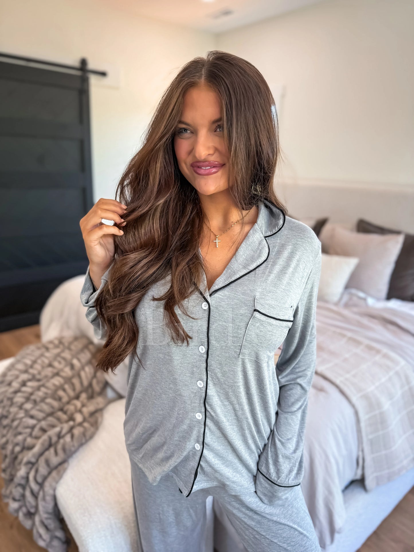 Birdie LUXE Whisper Dream PJ Set in Heathered Whip (Sold as Set)