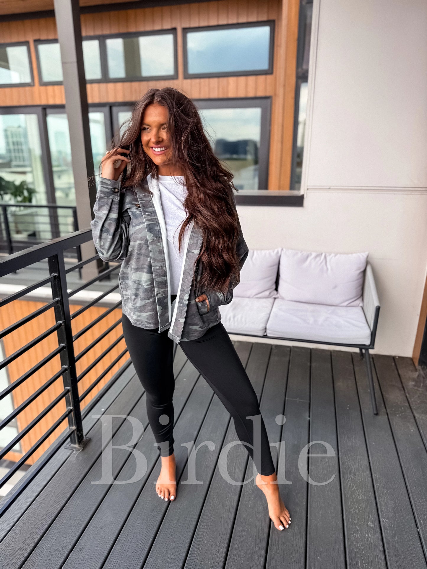 PREORDER Birdie Hooded Shacket in Army Camo