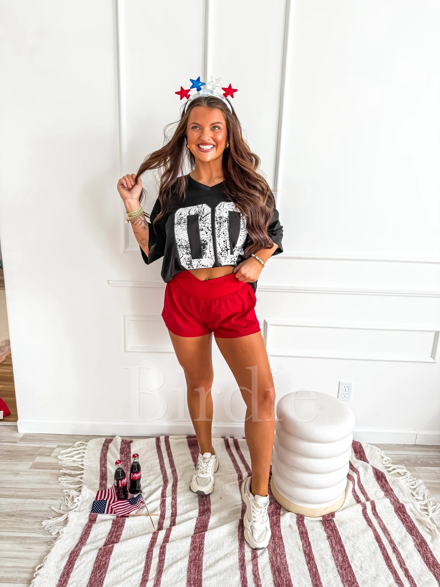 Birdie Crossover Lined Active Shorts in Red Crush