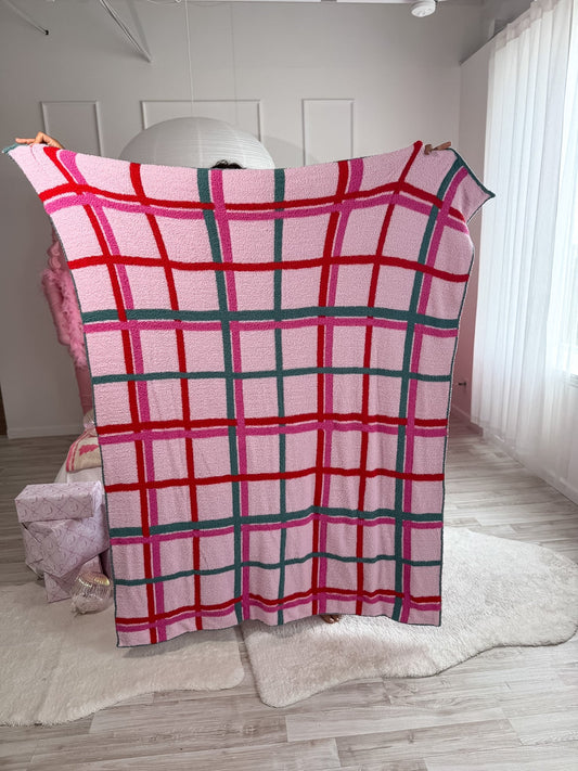 PREORDER Birdie Blanket in Pinkmas Plaid