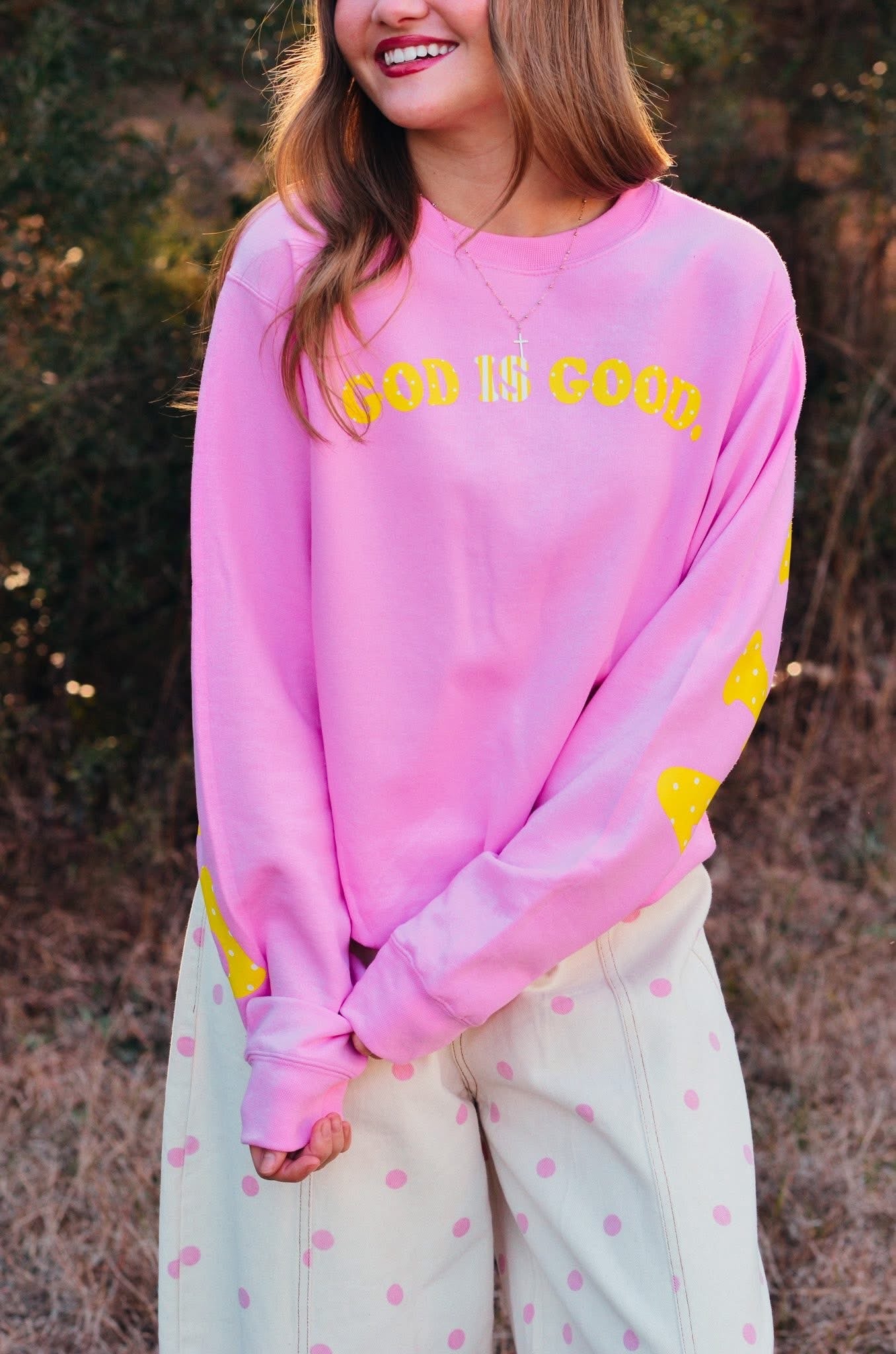 God Is Good Baby Pink Sweatshirt