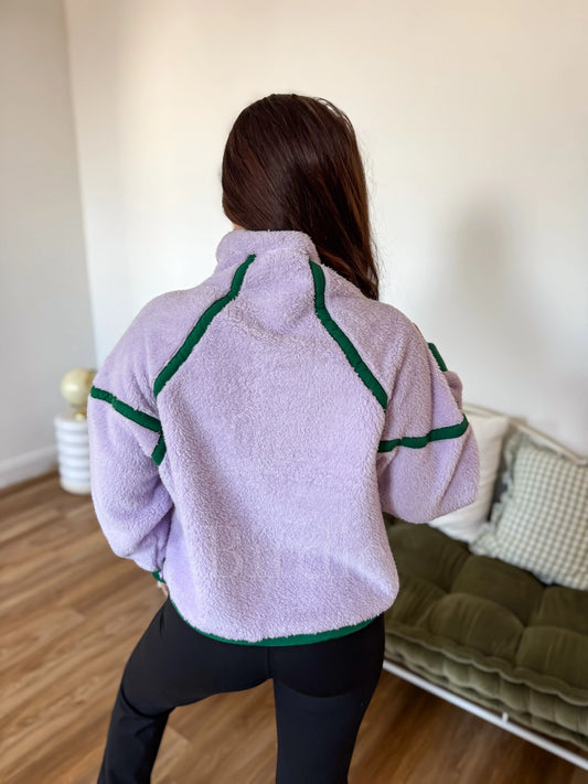 PREORDER Birdie Boxy Bliss Half-Zip in Lilac & Green