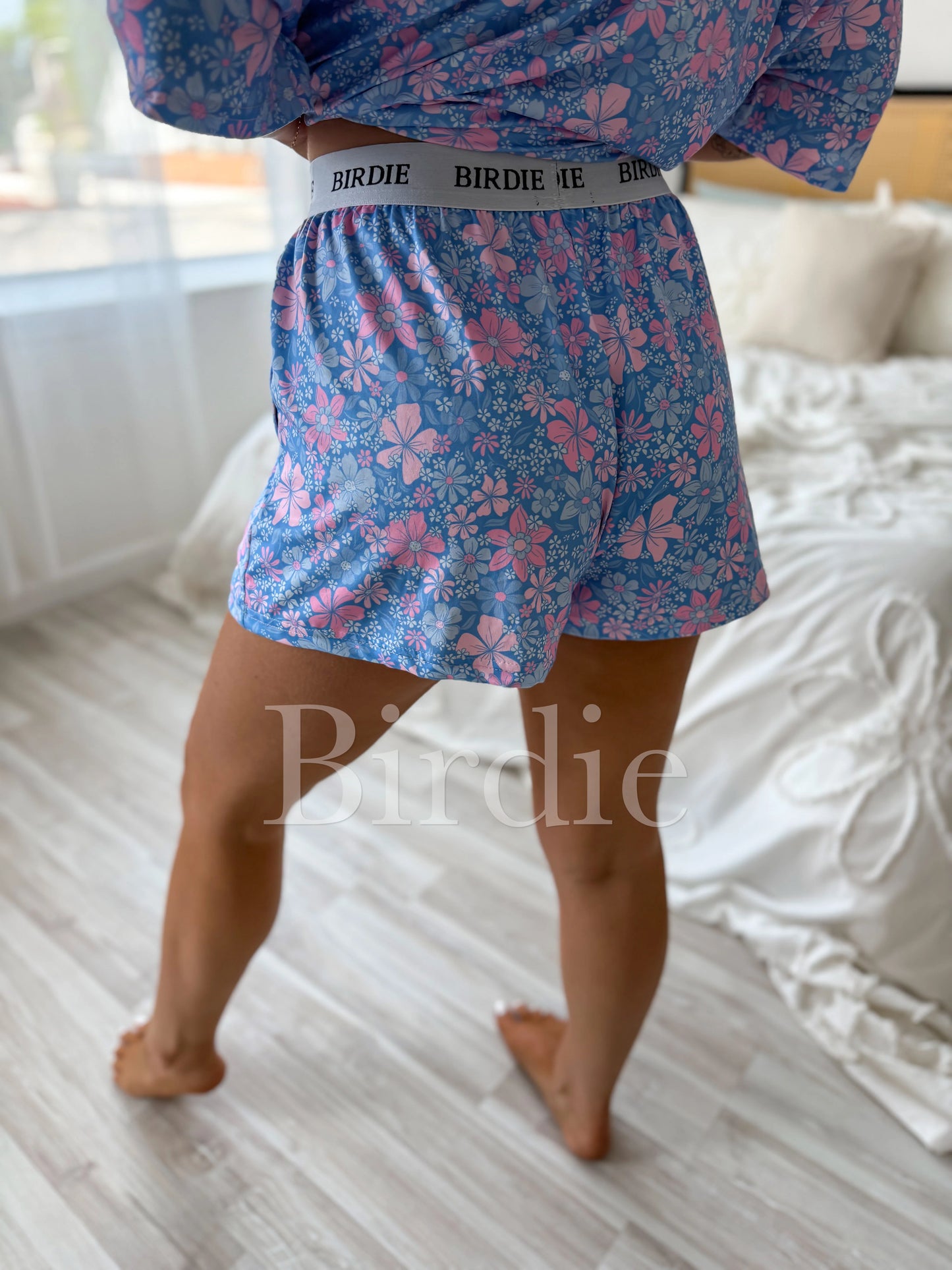 PREORDER Birdie Tee Boxer Short Set in Bluebell Blush (Sold as Set)