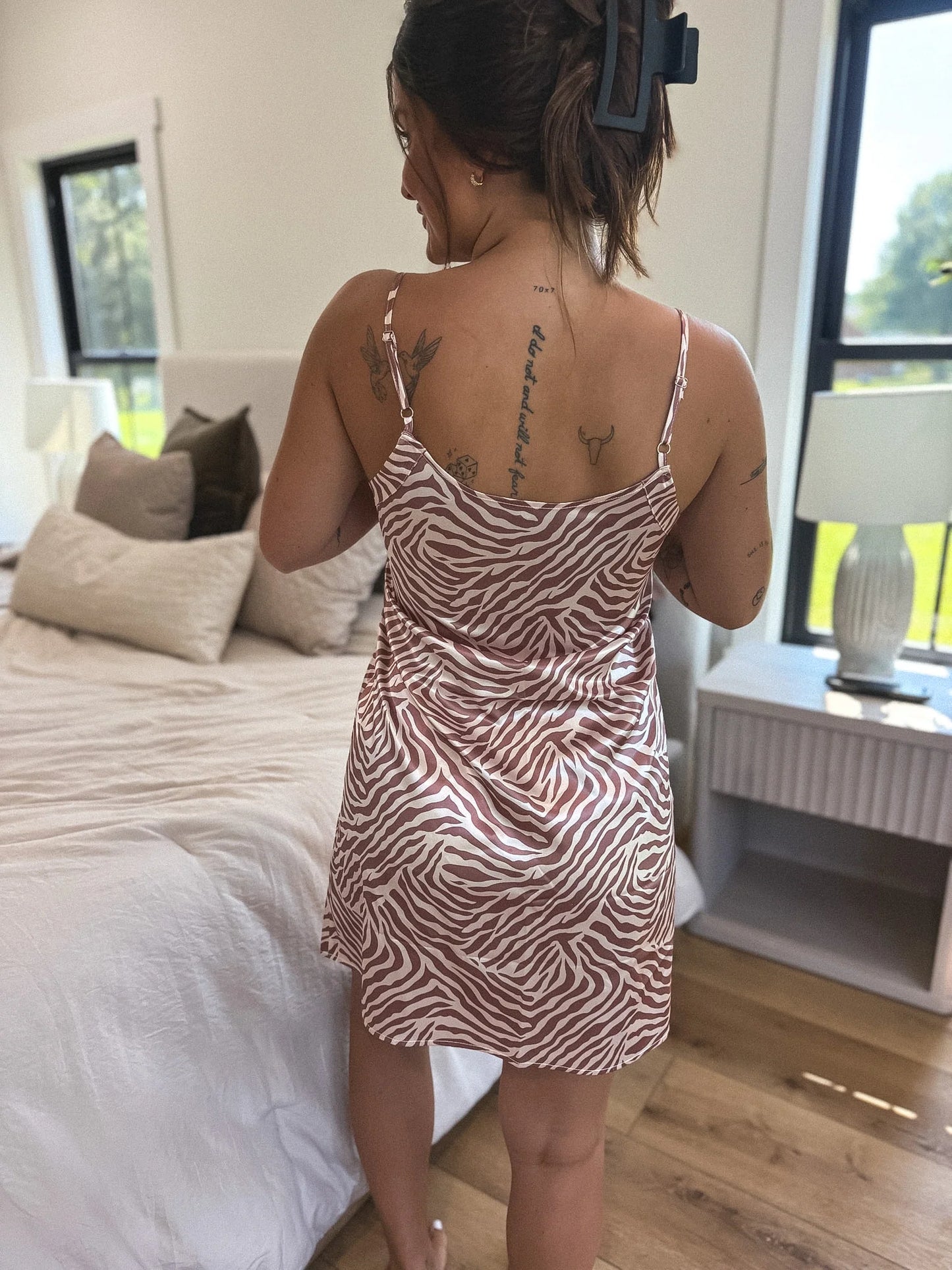 PREORDER Birdie Dreamstate Satin Sleep Dress in On The Prowl