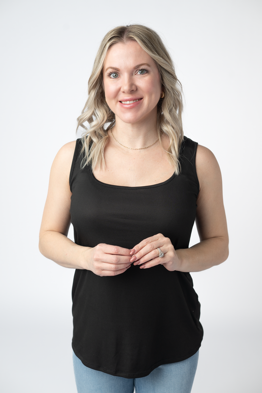 Michelle Mae Rachel Ribbed Tank in Black