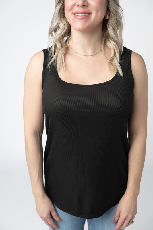 Michelle Mae Rachel Ribbed Tank in Black