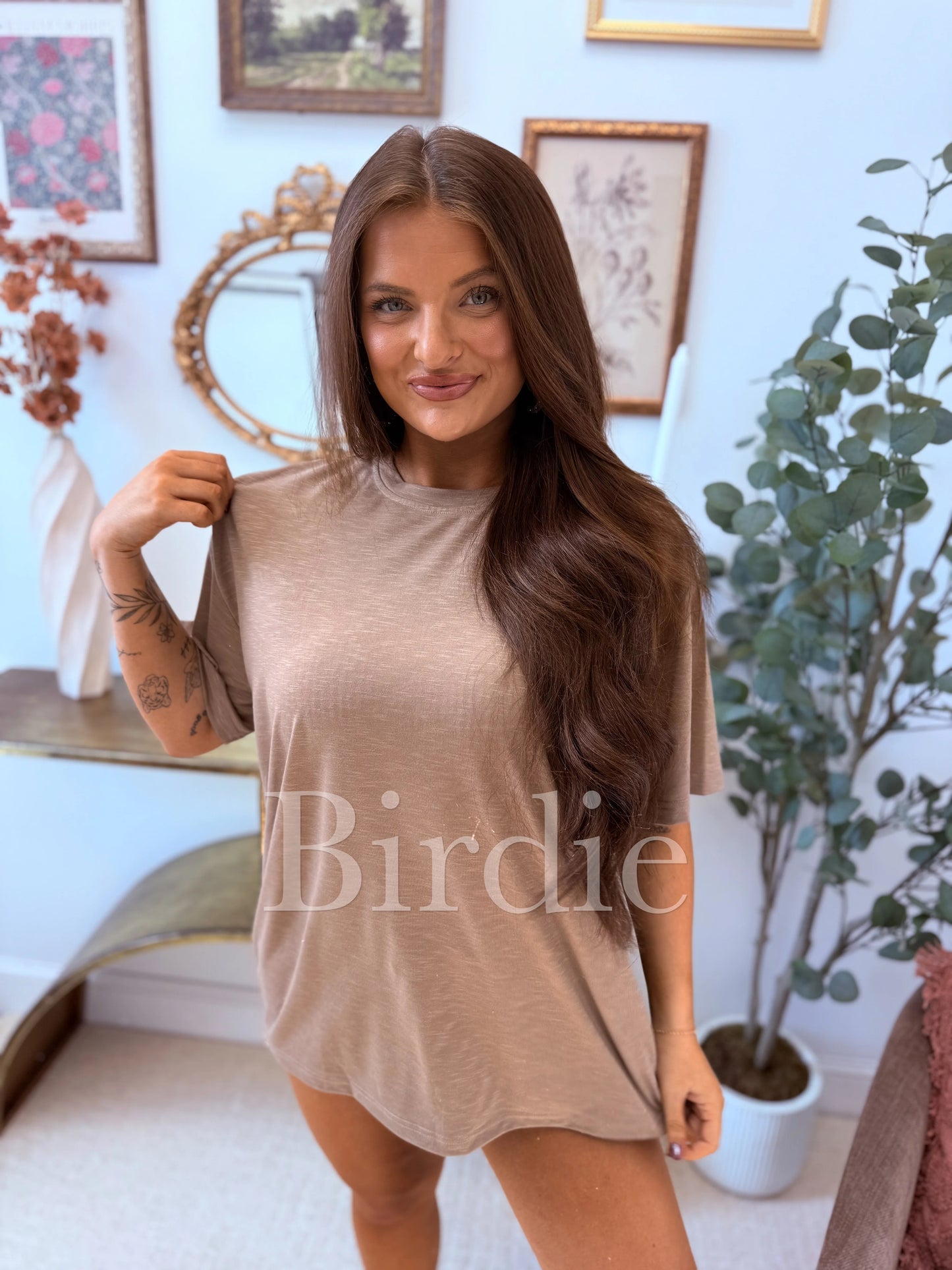 PREORDER 2ND CUT Birdie Lightweight Slub Tee in Coffee