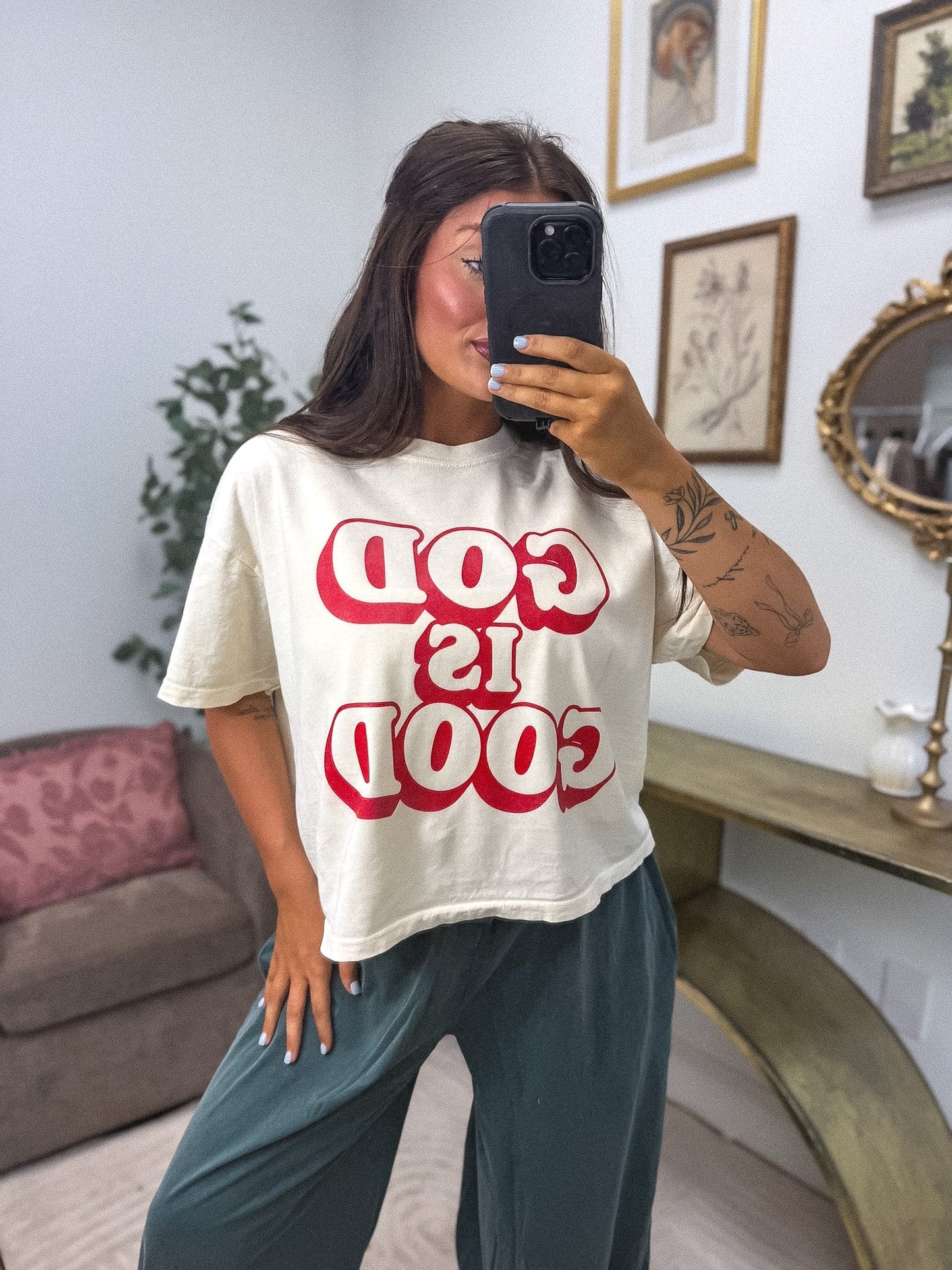 God is Good Boxy Graphic Tee on Ivory *final sale*