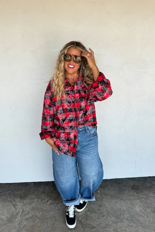 PRE-ORDER Juniper Bleached Plaid Top
