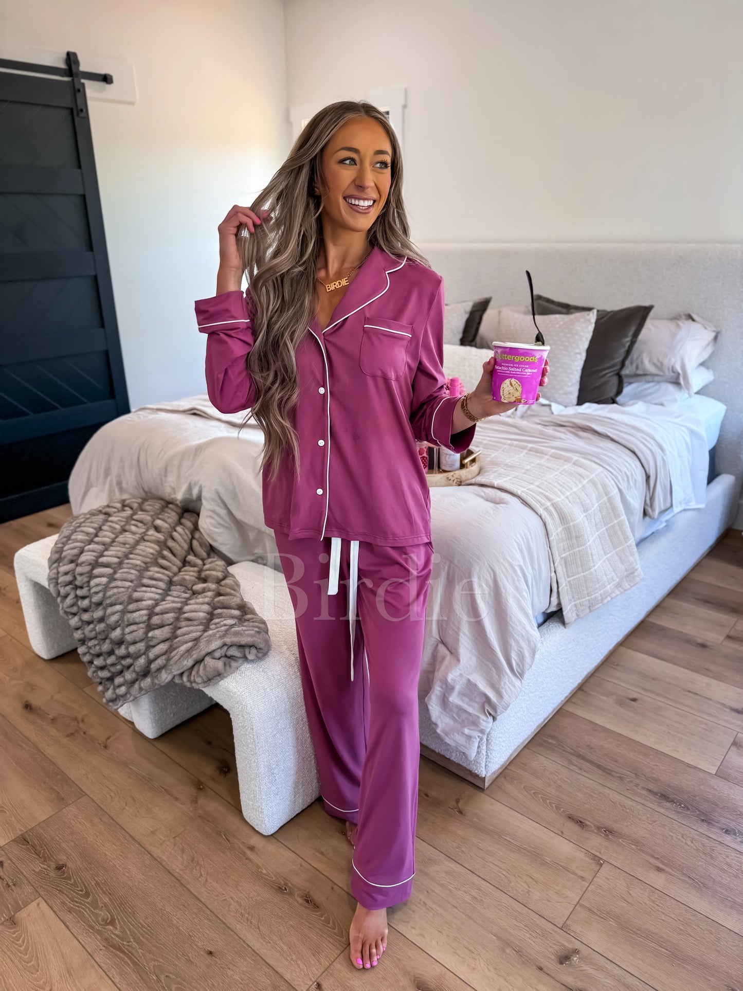 PREORDER Birdie Bedtime Bliss Two Piece Set in Berry Cream Dream (Sold as Set)