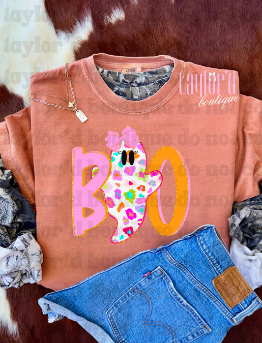 Leopard Ghost Boo Tee/ Crew