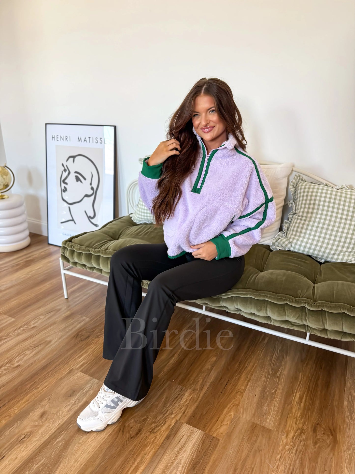 PREORDER Birdie Boxy Bliss Half-Zip in Lilac & Green