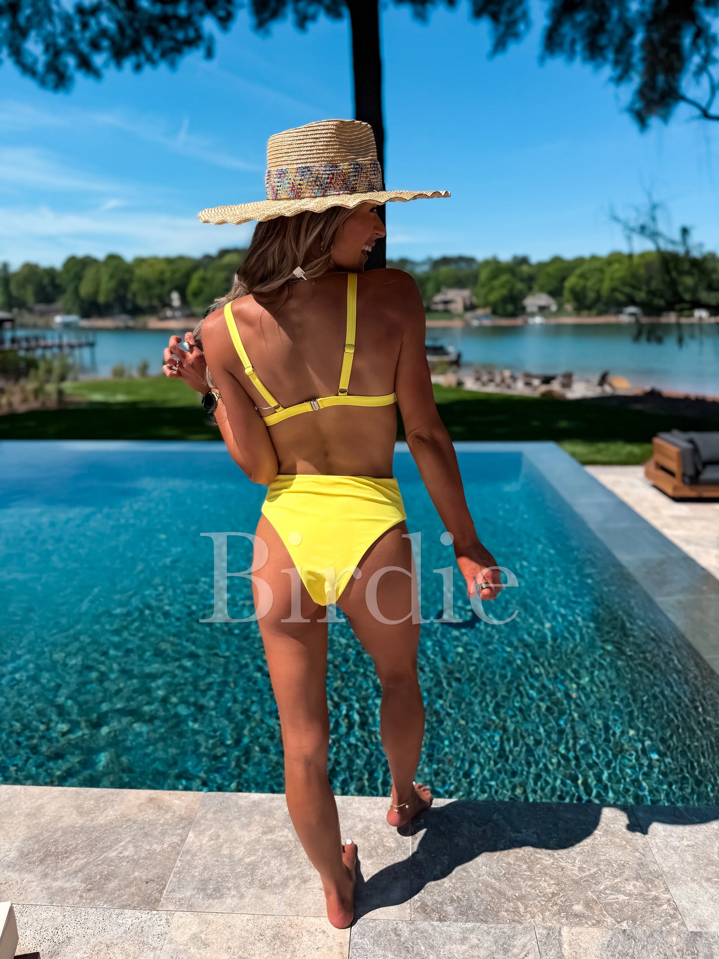 Birdie Two Piece Swimsuit in Neon Yellow (Sold as Set)
