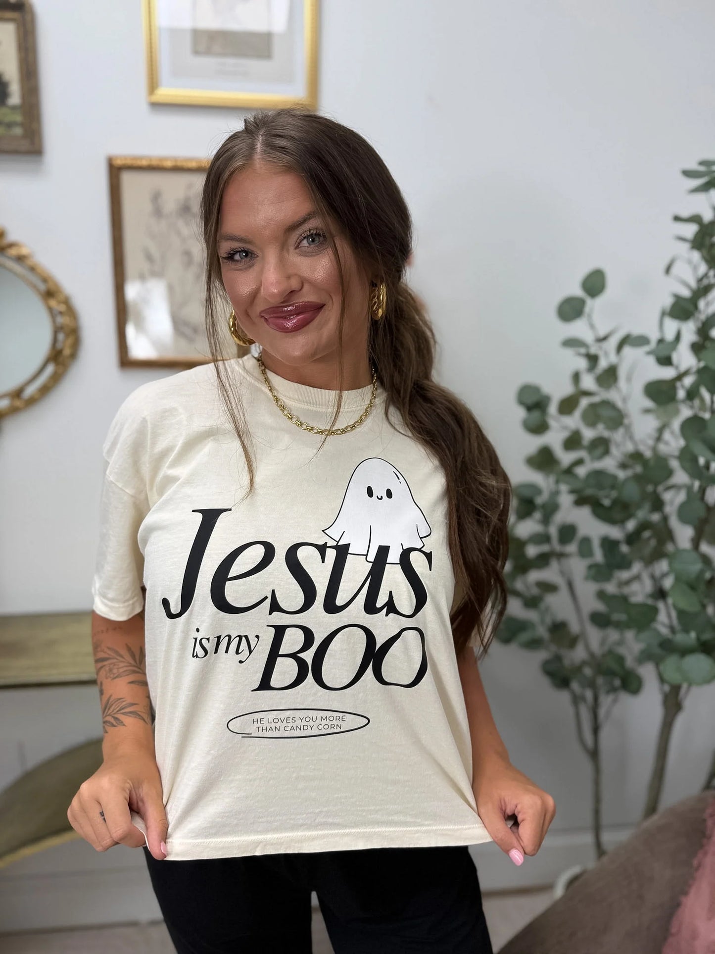 Jesus is my Boo Boxy Graphic Tee on Ivory *final sale*