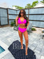 Birdie Flaming Flow 2 Piece Swimsuit in Neon Violet (Sold as Set)