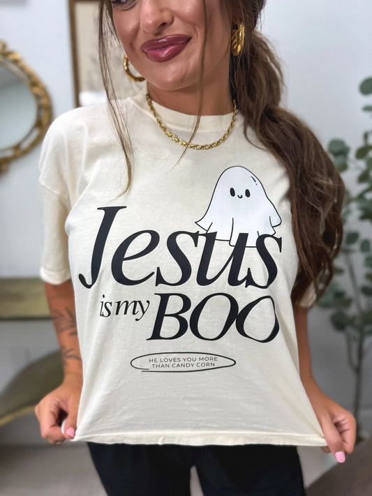 Jesus is my Boo Boxy Graphic Tee on Ivory *final sale*