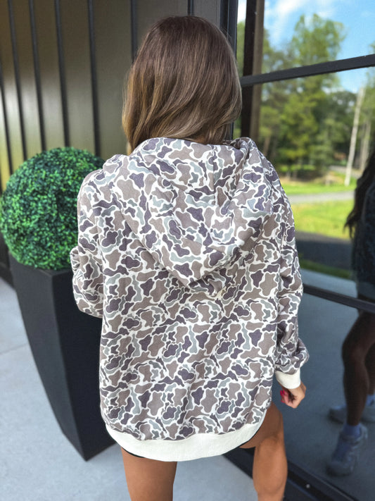 PREORDER Birdie Comfort Weight Quarter Zip Pullover in Duck Camo