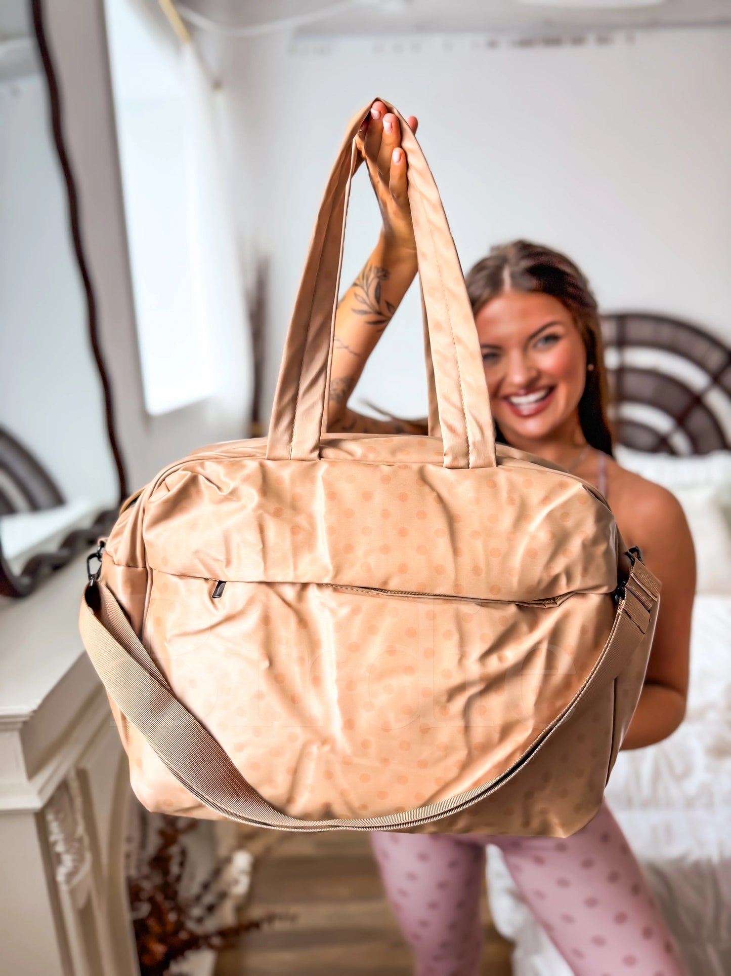 PREORDER Birdie Daily Hustle Duffle in Butter Rum Dot