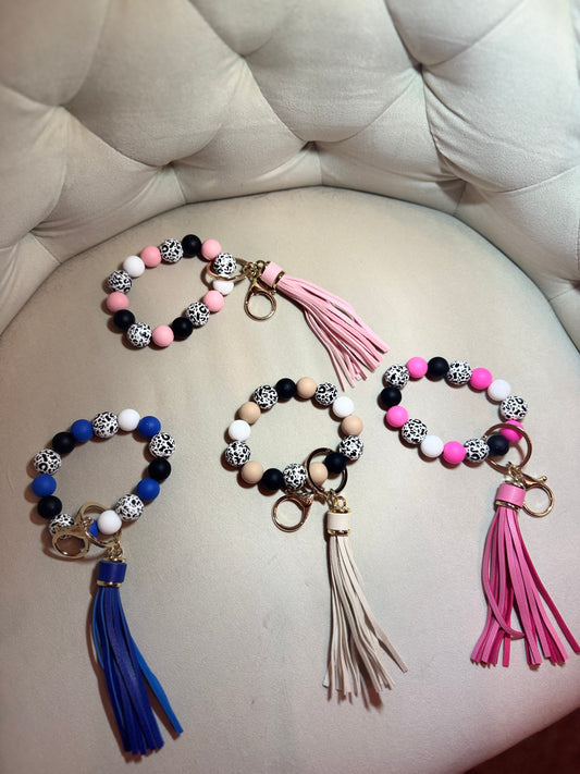 Silicone Beaded Wristlet Keychain