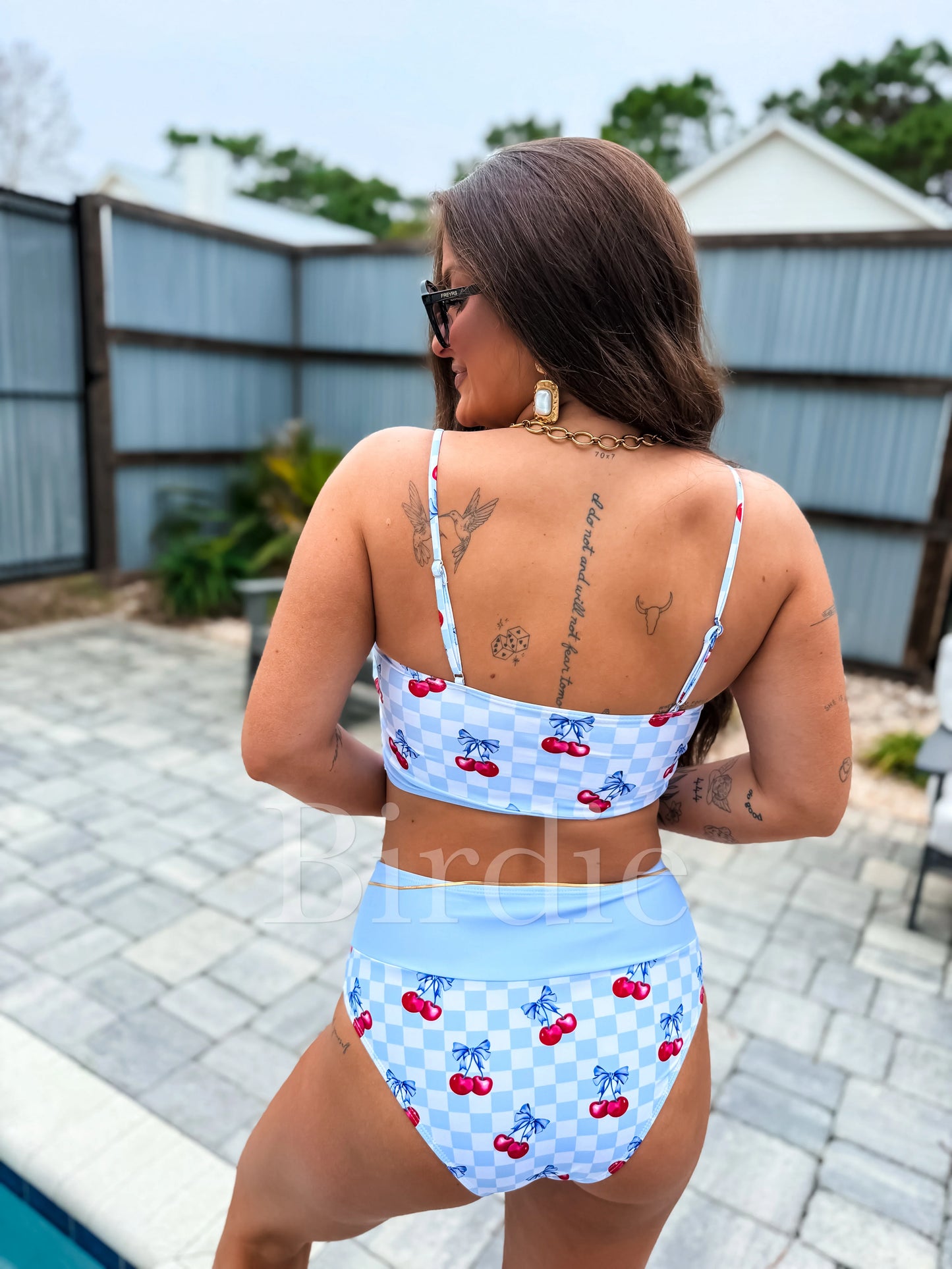 Birdie Two Piece Swimsuit in Cherry Belle (Sold as Set)